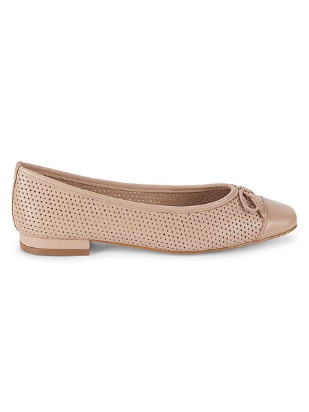 Danielle Faux Leather Perforated Bow Ballet Flats