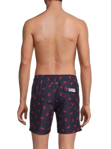 Crab Print Drawstring Swim Shorts