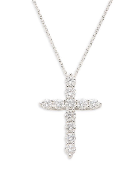 14K White Gold & 0.95 TCW Lab-Grown Diamond Cross Pendant Necklace