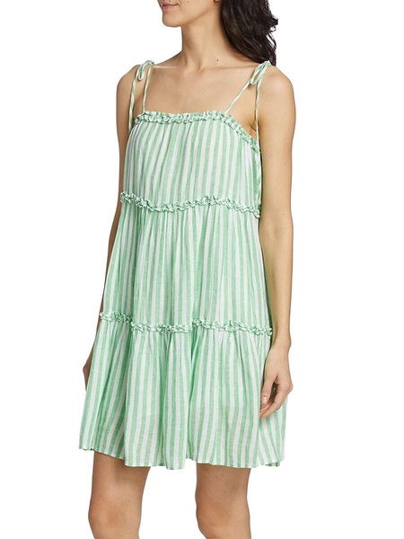 Caralyn Striped Linen Blend Mini Dress