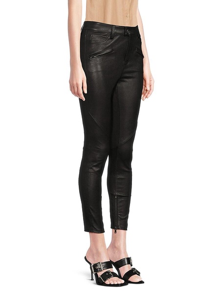 Flat Front Leather Ankle Pants