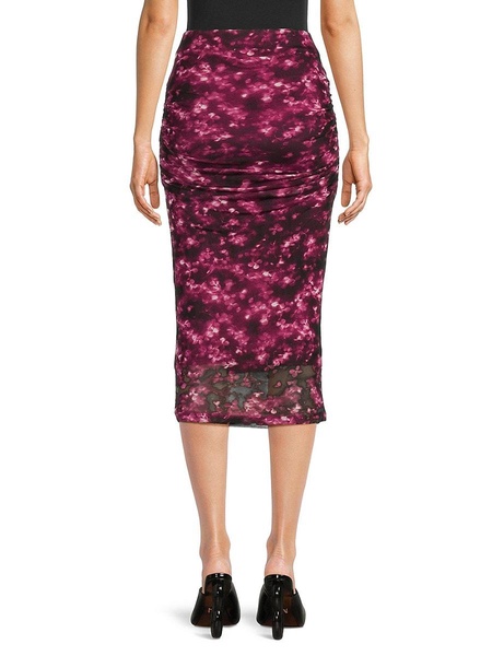 Floral Ruched Midi Skirt