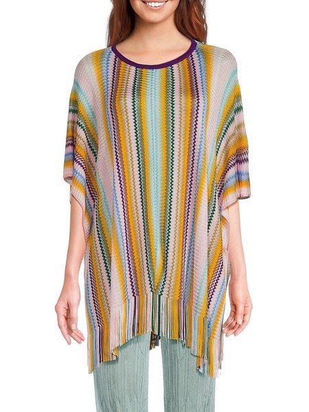 Pattern Fringe Poncho