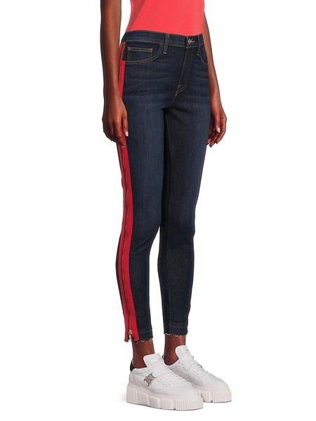 Mid Rise Side Striped Cropped Skinny Jeans