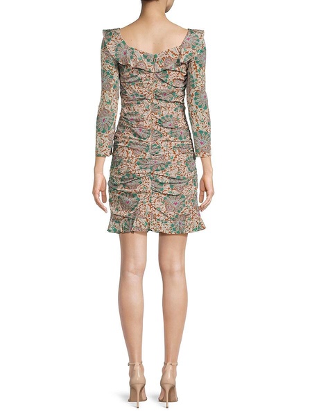 Lozano Print Ruched Silk Blend Mini Dress