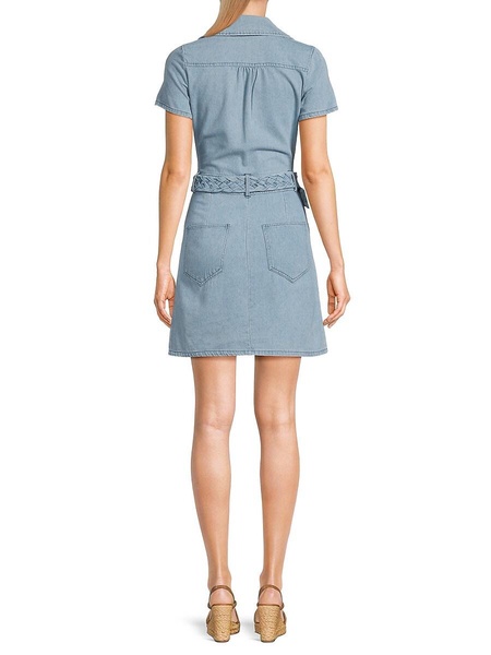 Belted Sheath Mini Denim Dress