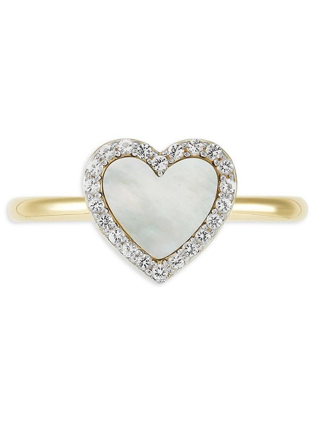 14K Yellow Gold, Mother of Pearl & Diamond Heart Ring