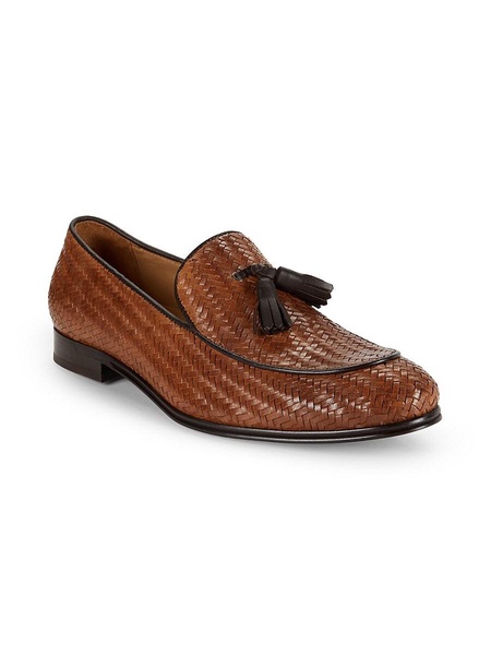 Woodrow Woven Design Leather Tassel Loafers