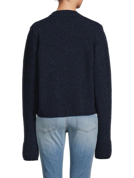 Wide Cuff Speckled Wool Blend Sweater