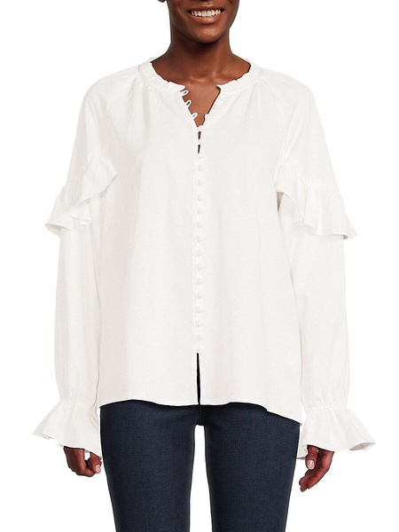 Ruffle Raglan Sleeve Shirt