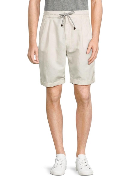 Linen Blend Flat Front Shorts