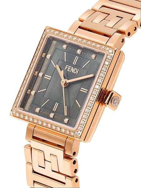 Forever Fendi 23MM IP Rose Goldtone Stainless Steel, Mother Of Pearl & Diamond Bracelet Watch