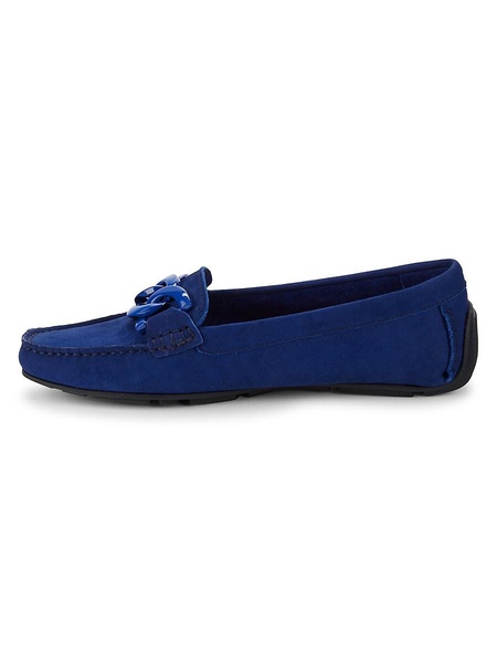 Chain Trim Suede Driving Loafers