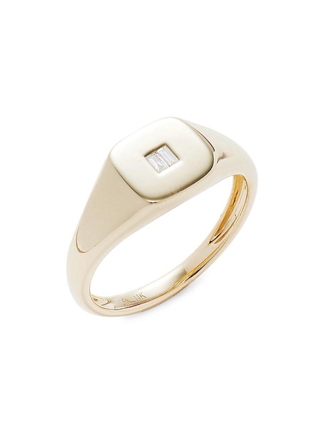 14K Yellow Gold & 0.03 TCW Diamond Signet Ring