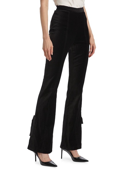 Long Lou Bow-Detailed High-Rise Velvet Pants