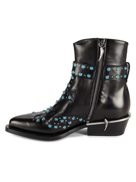 Embellished Leather Ankle Boots