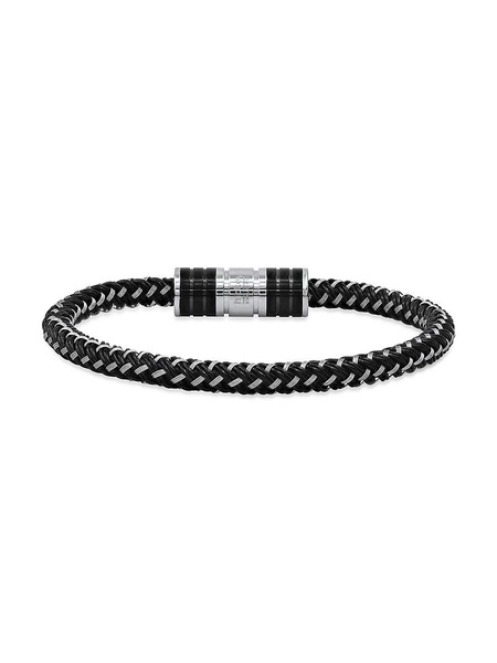 Stainless Steel & Leather Braided Bracelet