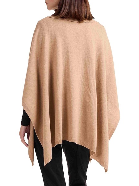 Quarter-Zip Wool Blend Knit Poncho