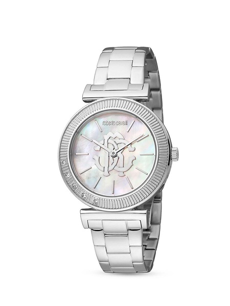 34MM Stainless Steel, Mother Of Pearl & Crystal Bracelet Watch