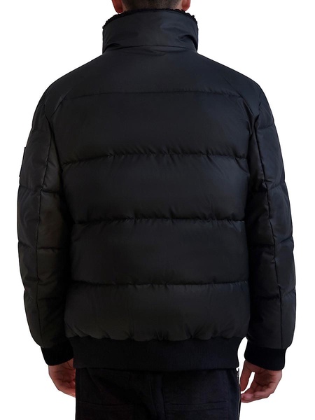 Faux Shearling Mockneck Puffer Jacket