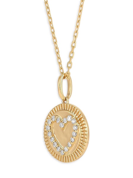 14K Yellow Gold & 0.1 TCW Diamond Heart Pendant Necklace