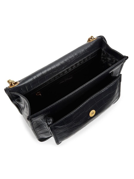 Lyon Croc Embossed Leather Shoulder Bag