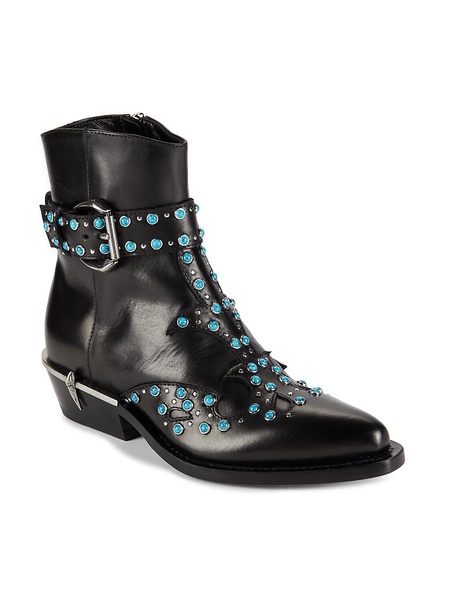 Embellished Leather Ankle Boots