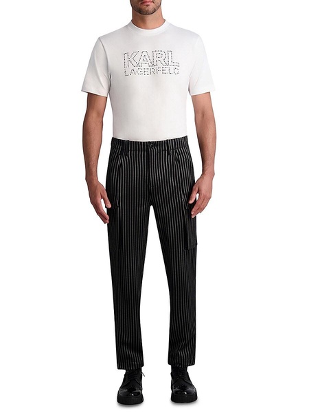 Loose Fit Striped Flat Front Cargo Pants