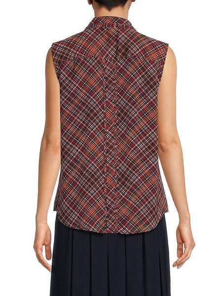 Plaid Tie Neck Top