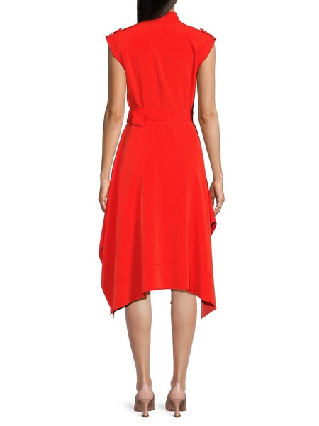 Belted Asymmetric Midi Dress