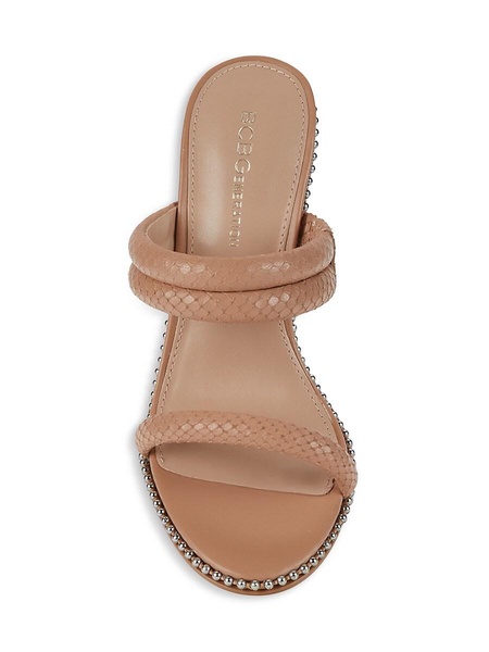 Jenni Snake-Embossed Heel Sandals