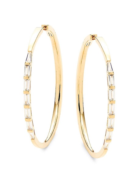 18K Goldplated & Cubic Zirconia Stacked Large Taper Hoop Earrings