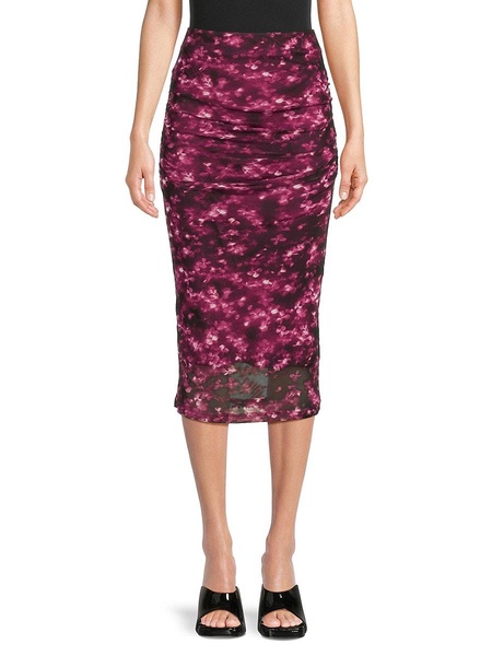 Floral Ruched Midi Skirt