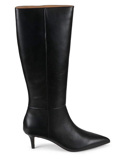 Charlie Leather Kitten Heel Calf Boots