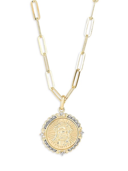 14K Goldplated Sterling Silver & 0.1 TCW Diamond Jesus Pendant Necklace