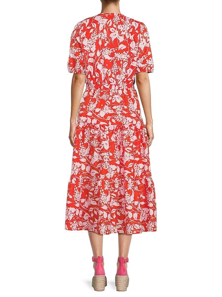 Print Tiered Midi Dress