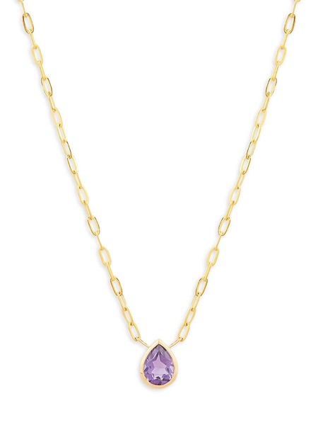 14K Yellow Gold & Amethyst Paperclip Necklace