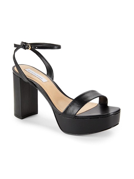 Block Heel Ankle Strap Leather Platform Sandals