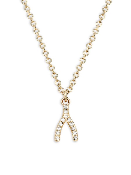 14K Yellow Gold & 0.03 TCW Diamond Pendant Necklace/18"