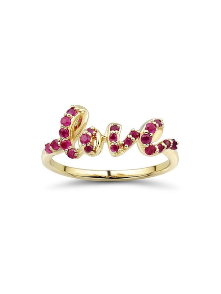 14K Yellow Gold & Ruby Love Ring