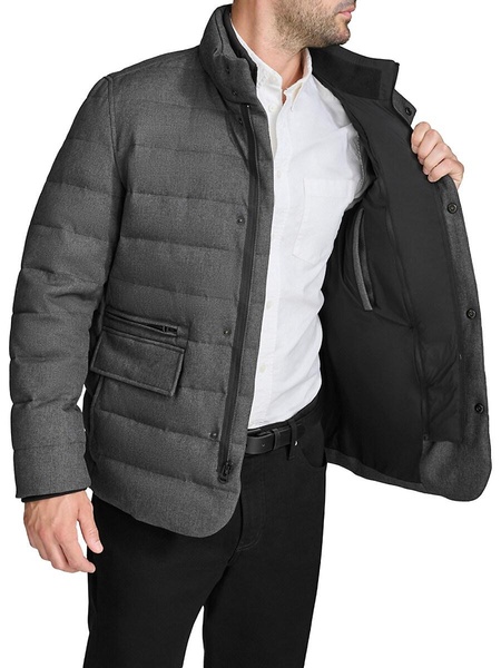 Channel Quilted Down Jacket With Removable Bib