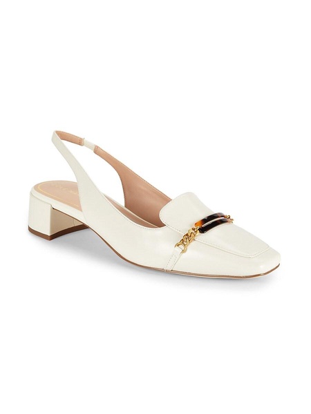 Penley Block Heel Leather Slingback Pumps