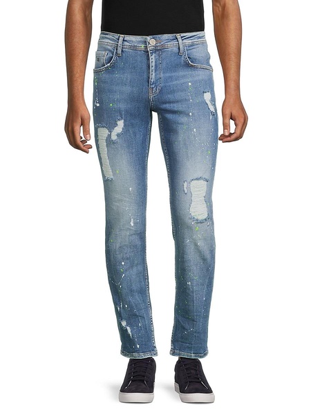 Distressed Mid Rise Slim Jeans