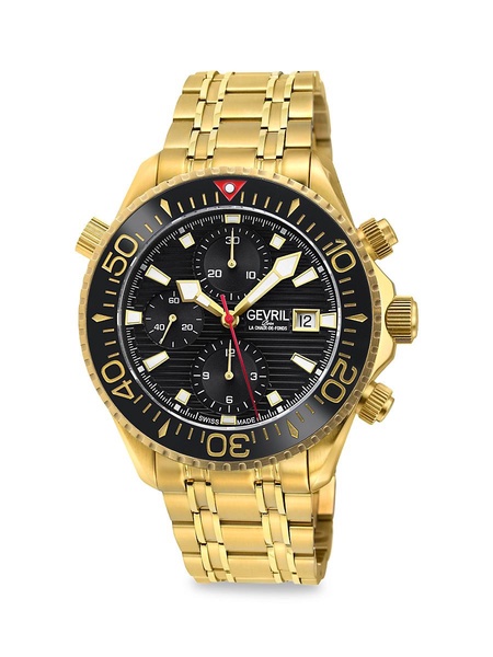 Hudson Yards 43MM Goldtone Stainless Steel Automatic Chronograph Watch