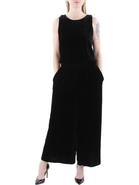 womens velvet wide leg jumpsuit