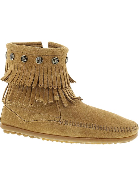 697t womens suede fringe moccasin boots