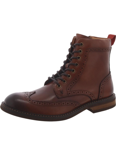 bowery wesley mens leather lace-up combat & lace-up boots