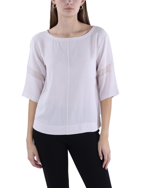 womens silk ballet neck blouse