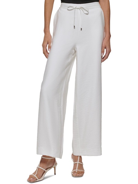 womens drawstring rayon wide leg pants