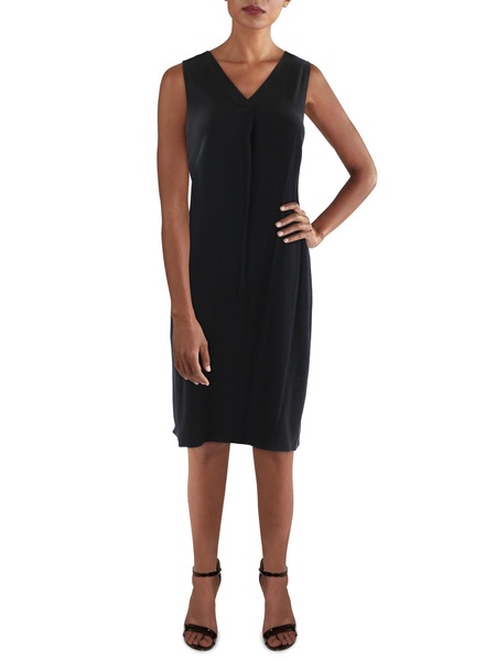 womens silk v-neck midi dress